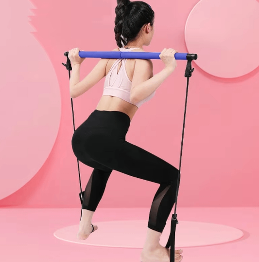 Pilates Squat Resistance Bar with Bands